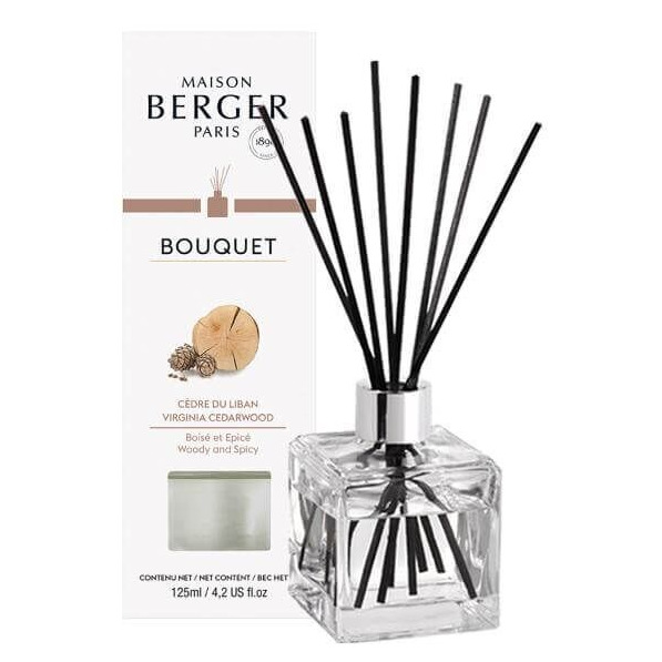Bouquet Diffuser Cedre du Liban Verpackter Maison Berger Paris Bouquet-Diffuser mit transparentem Flakon und Duftstäbchen
