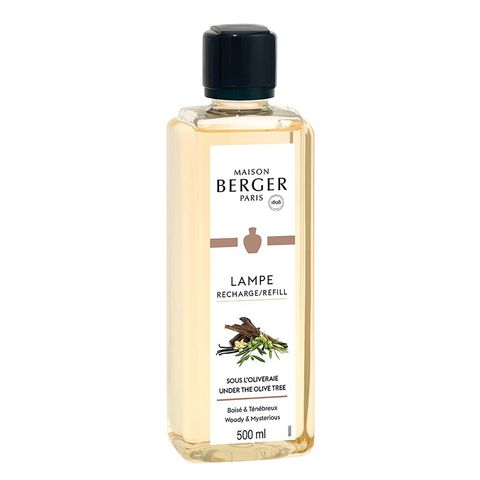 Nachfüller Unter dem Olivenbaum Nahaufnahme der Maison Berger Nachfüllerflasche Unter dem Olivenbaum mit 500 ml