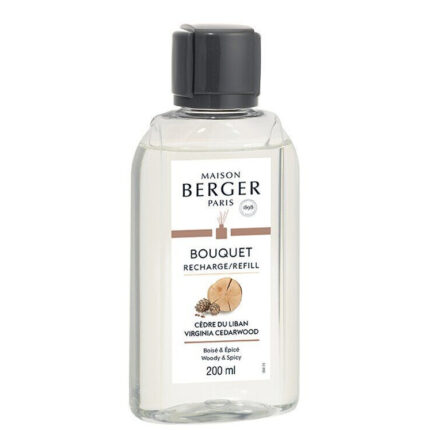Transparente Maison Berger Nachfüllerflasche mit Etikett Cedre du Liban, 200 ml