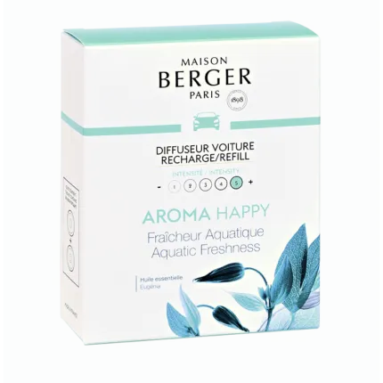 Verpackung des Maison Berger Paris Aroma Happy Autoduft-Nachfüllers
