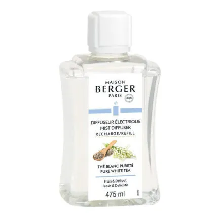 Flasche Maison Berger Weißtee-Nachfüller mit Etikett und weißem Verschluss