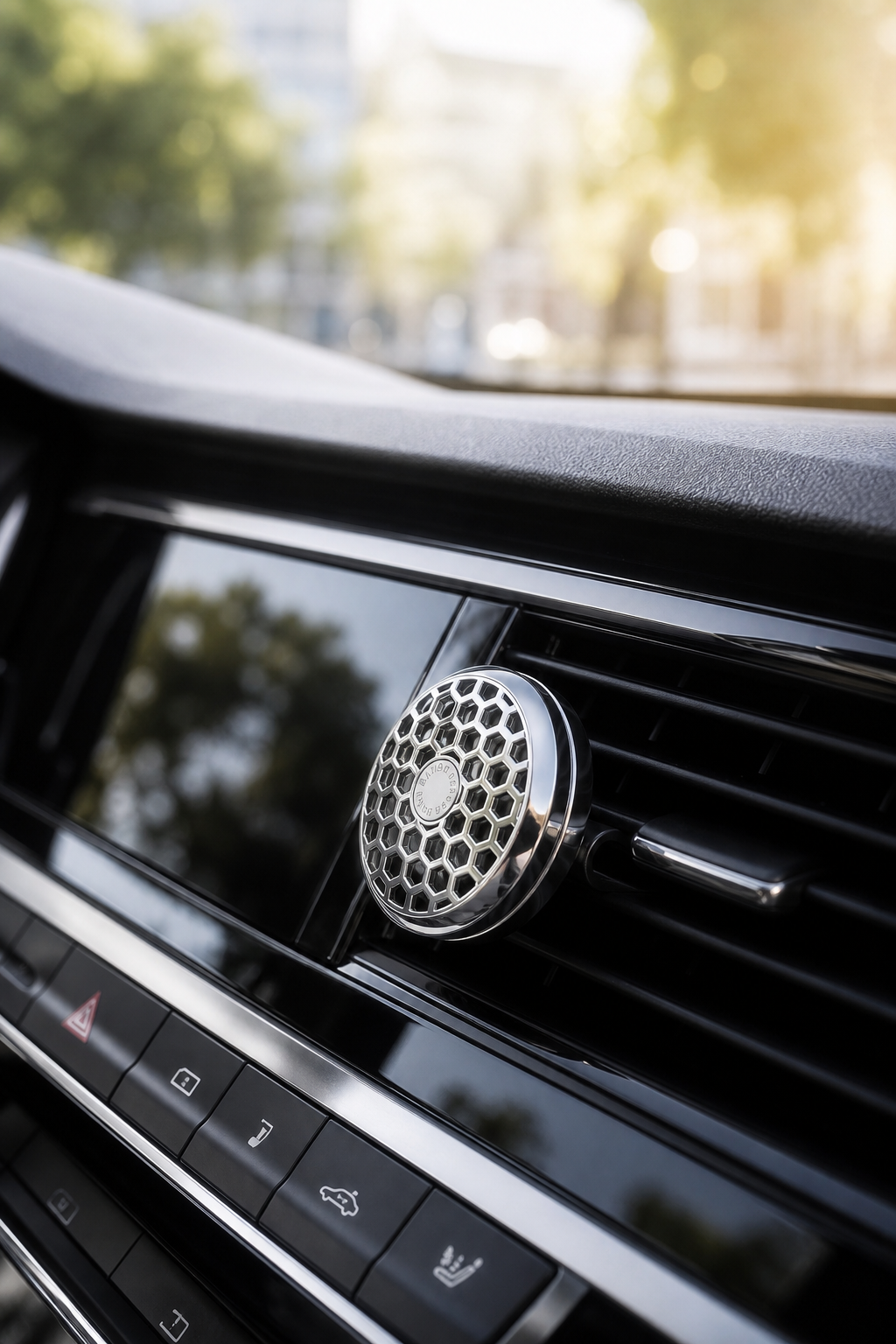 Autoduft-Diffuser an einer Lüftungsöffnung im Fahrzeuginnenraum