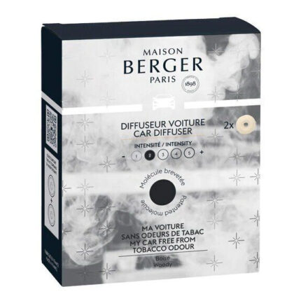 Verpackung des Maison Berger Paris Autoduft-Diffusors mit zwei Nachfüllscheiben