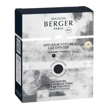 Verpackung des Maison Berger Paris Autoduft-Diffusors mit zwei Nachfüllscheiben