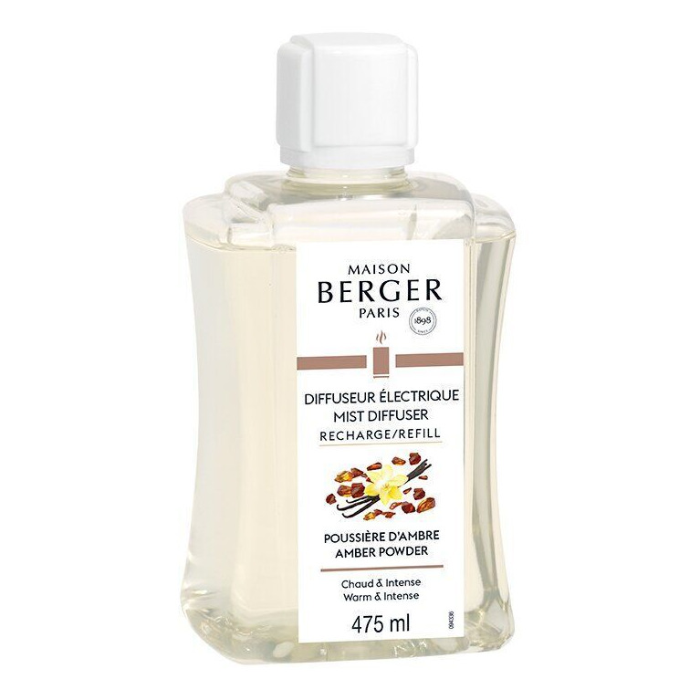Amber Powder Nachfüller 475 ml Nahaufnahme der Maison Berger Nachfüllerflasche mit Etikett Amber Powder