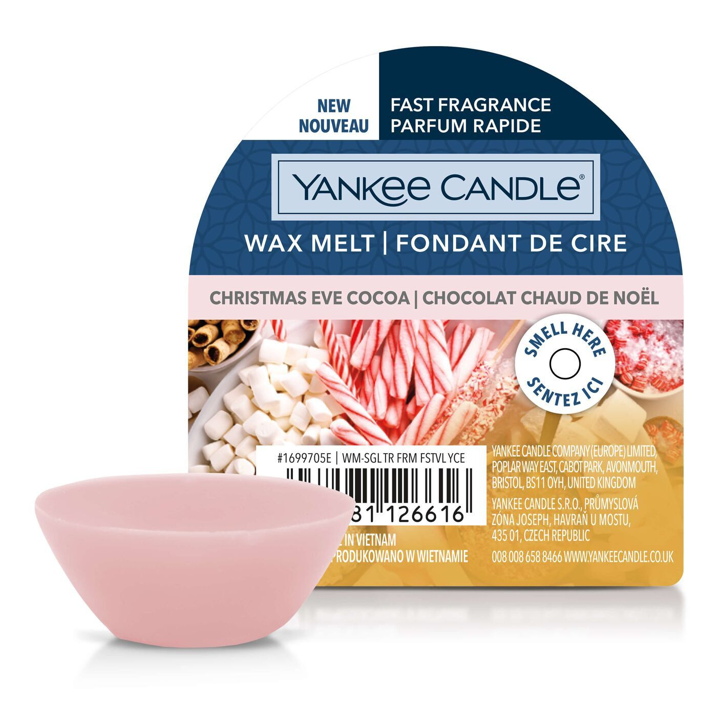 Christmas Eve Cocoa Wax Melt Verpackung Verpackung des Yankee Candle Wax Melts Christmas Eve Cocoa mit Schälchen