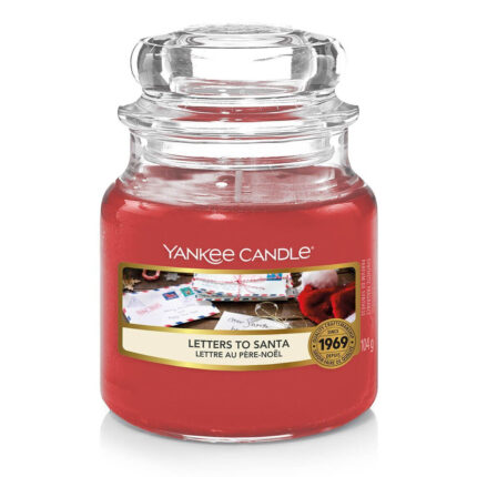 Rote Yankee-Candle-Kerze im Glas mit transparentem Deckel