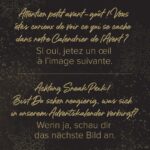 Französischer Hinweistext zum versteckten Inhalt des Adventskalenders