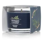 Frontansicht der Yankee Candle Bayside Cedar Kerze in Glasbehälter