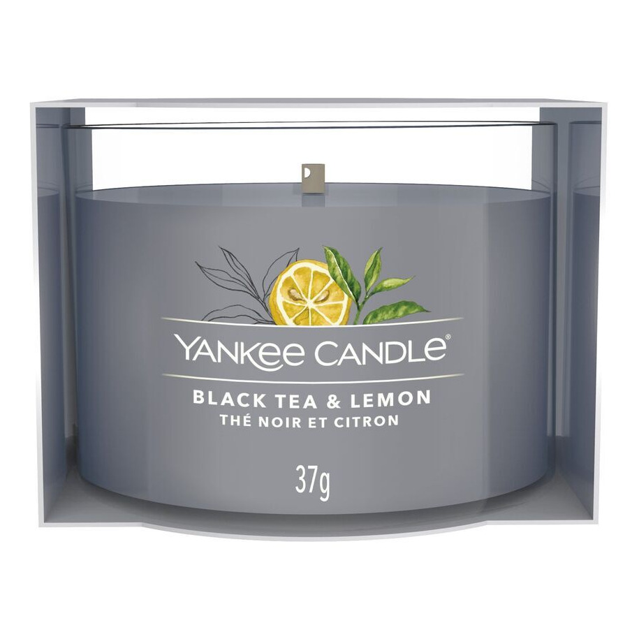 Black Tea & Lemon Kerze Yankee Candle Black Tea & Lemon Kerze in Frontalansicht, 37 g