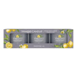 Verpackung mit drei Yankee Candle Black Tea & Lemon Glasvotivkerzen