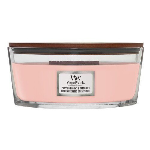 Pressed Blooms & Patchouli Duftkerze Rosa Pressed Blooms & Patchouli Kerze im Glas mit Holzdeckel