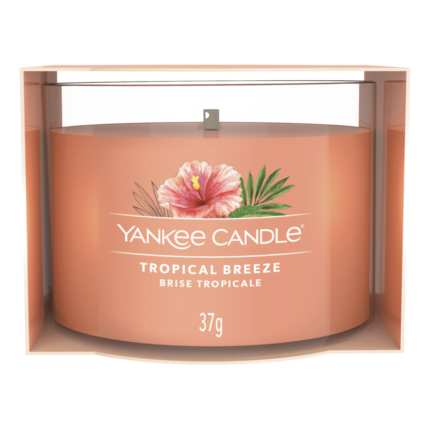 Tropical Breeze Kerze im Glas mit Hibiskusmotiv und 37g-Aufdruck