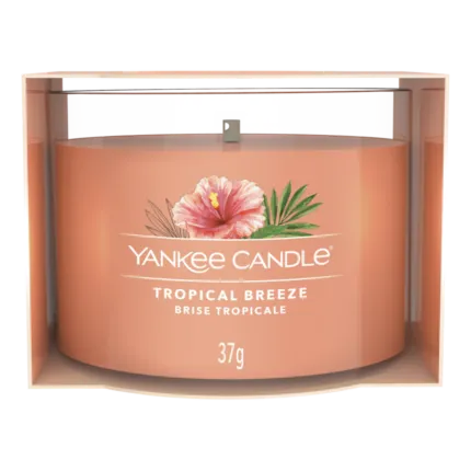 Tropical Breeze Kerze im Glas mit Hibiskusmotiv und 37g-Aufdruck