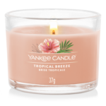 Tropical Breeze Kerze mit sichtbarer Flamme und Hibiskusmotiv