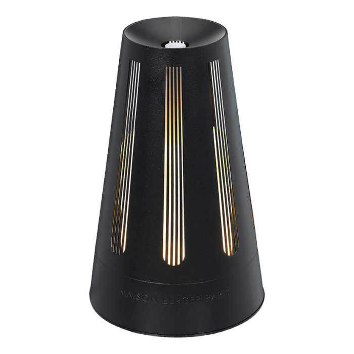 Schwarzer Aroma-Diffuser mit beleuchteten länglichen Öffnungen