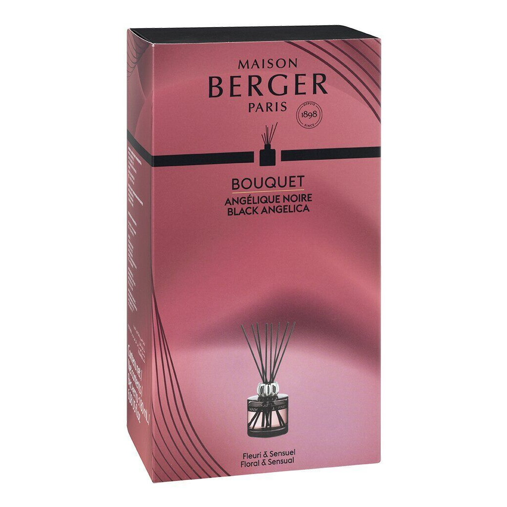 Maison Berger Diffuser-Verpackung Vorderseite der rosa Maison Berger Paris Verpackung mit Angélique Noire