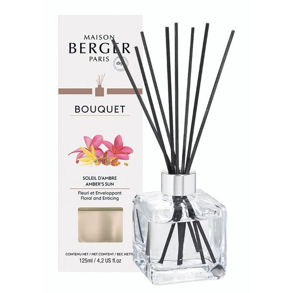 Bouquet Diffuser 125 ml Raumduft-Diffuser mit schwarzen Stäbchen und Verpackung mit Blumenabbildung
