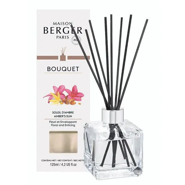 Bouquet Diffuser 125 ml Raumduft-Diffuser mit schwarzen Stäbchen und Verpackung mit Blumenabbildung