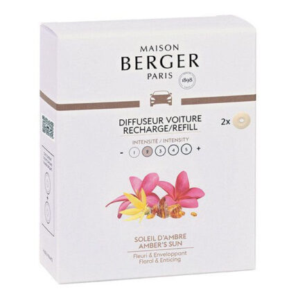 Maison Berger Paris Verpackung mit Soleil d’Ambre Autoduft-Nachfüllern