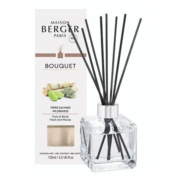 Bouquet Diffuser Terre Sauvage Glas-Diffuser mit schwarzen Duftstäbchen und Verpackung Terre Sauvage