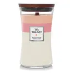 WoodWick Trilogy Kerze im Glas mit dreifarbigen Wachsschichten