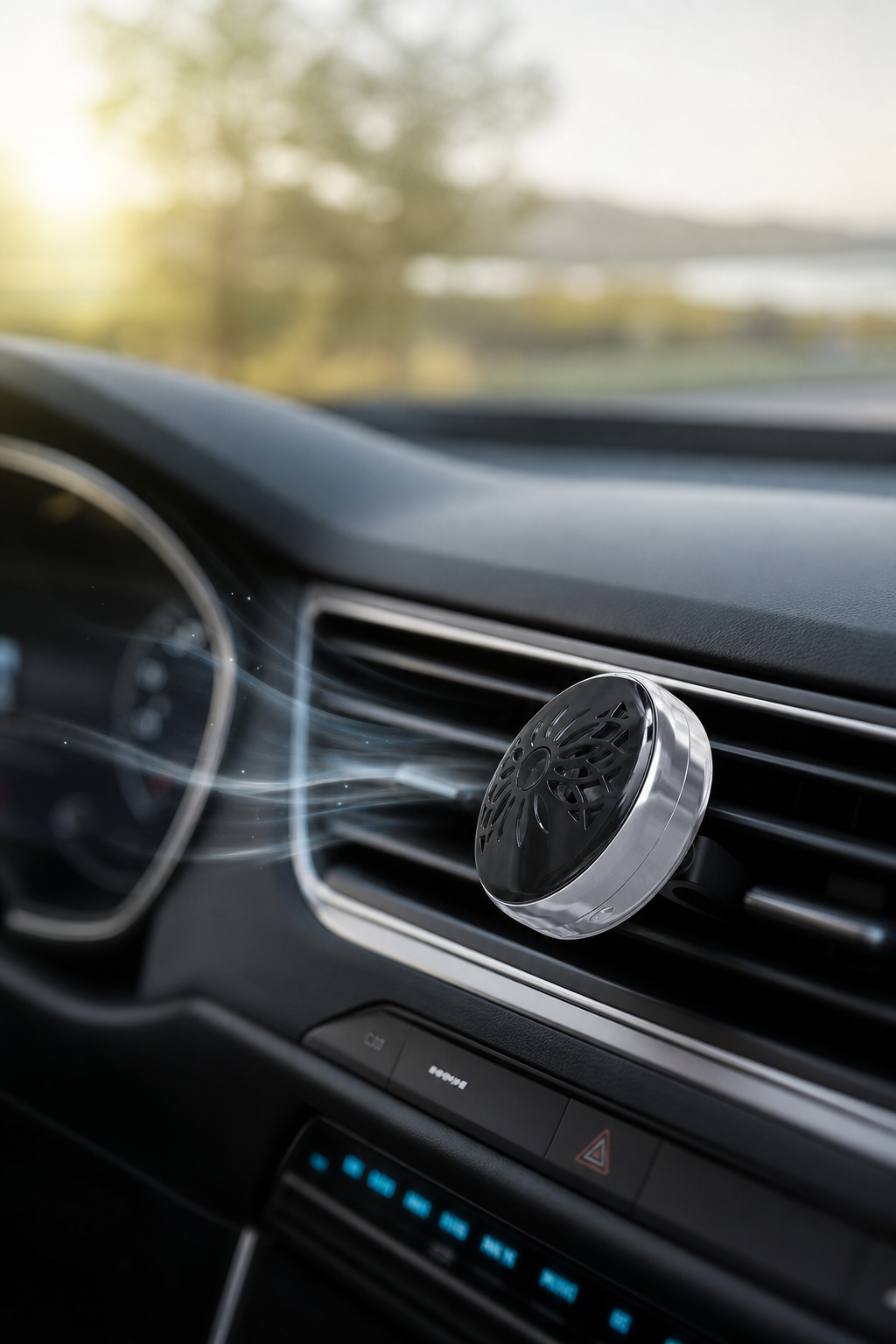 Autoduft-Diffuser am Lüftungsgitter eines Fahrzeugs befestigt