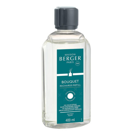 Transparente Maison Berger Paris Nachfüllflasche mit Bouquet-Etikett