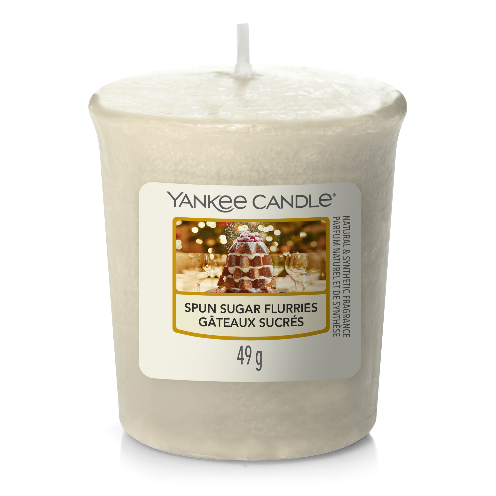 Spun Sugar Flurries Votivkerze Weiße Yankee Candle Votivkerze Spun Sugar Flurries mit sichtbarem Docht