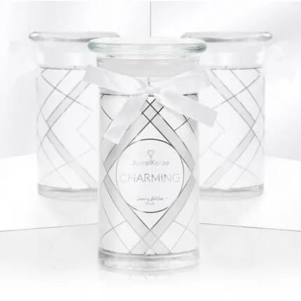 JuwelKerze Charming Luxury Edition im Glas mit weißer Schleife