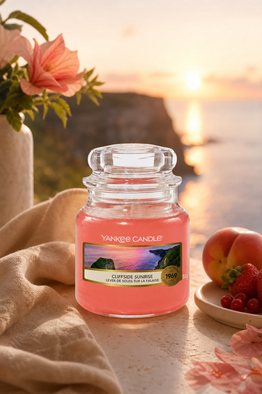 Yankee Candle Cliffside Sunrise Kerze im Glas mit Sonnenuntergangsmotiv