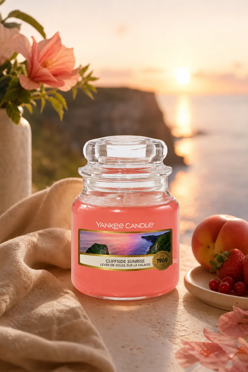 Yankee Candle Cliffside Sunrise Kerze im Glas mit Sonnenuntergangsmotiv