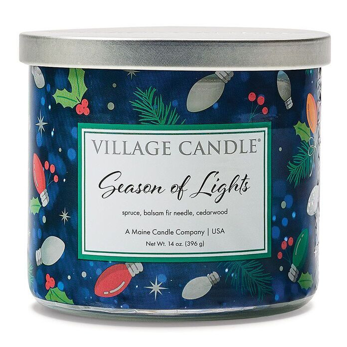 Season of Lights Kerze frontal Season of Lights Kerze von Village Candle im dekorierten Glas