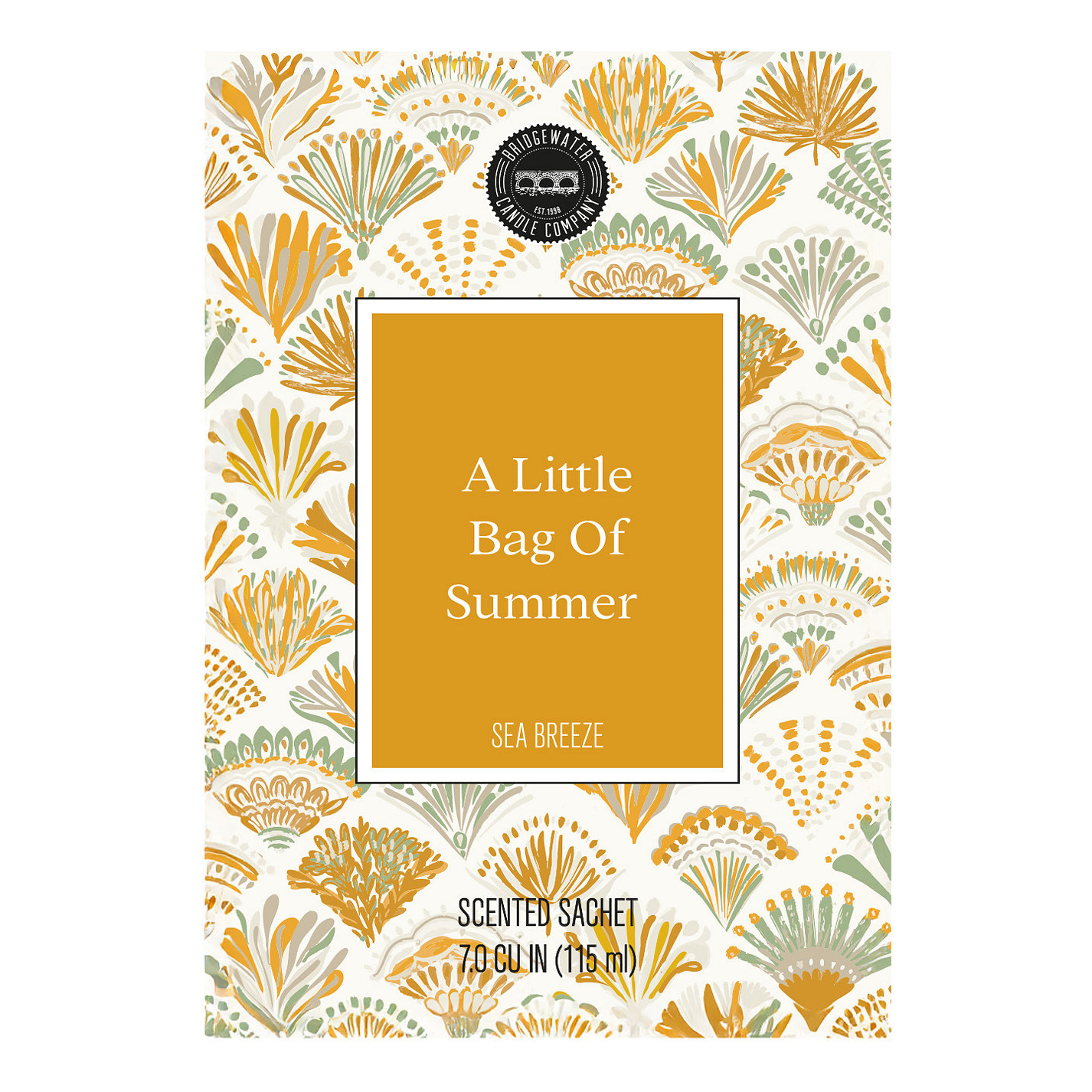 Sea Breeze Scented Sachet Bridgewater Scented Sachet in gemusterter Verpackung mit Aufdruck Sea Breeze