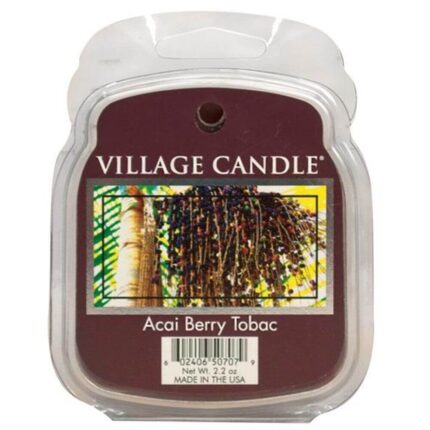 Nahaufnahme einer Village Candle Acai Berry Tobac Wax-Melt-Packung