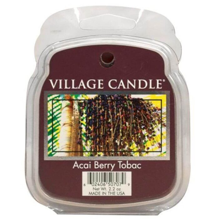 Nahaufnahme einer Village Candle Acai Berry Tobac Wax-Melt-Packung