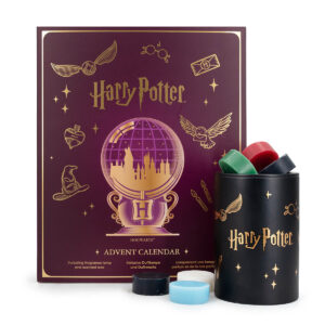 Harry Potter Adventskalender mit schwarzer Duftlampe und farbigen Duftwachsstücken