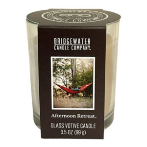 Afternoon Retreat Glasvotivkerze mit Bridgewater-Etikett und 99-g-Angabe