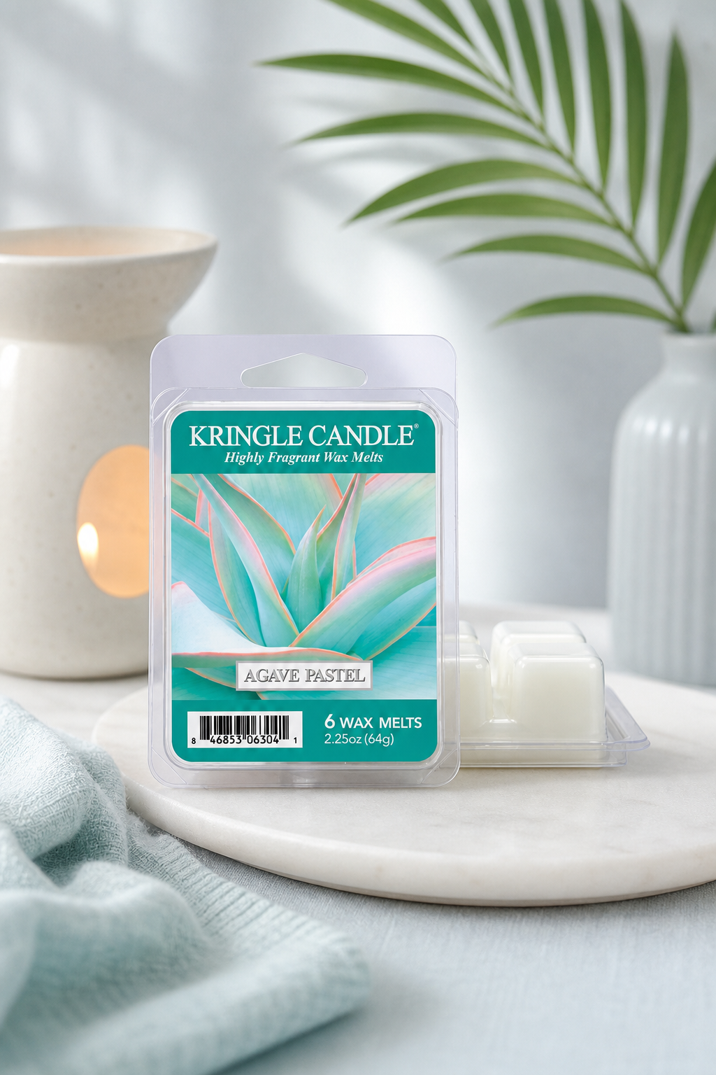 Agave Pastel Wax Melts 64g in einer stimmungsvollen Anwendungsszene
