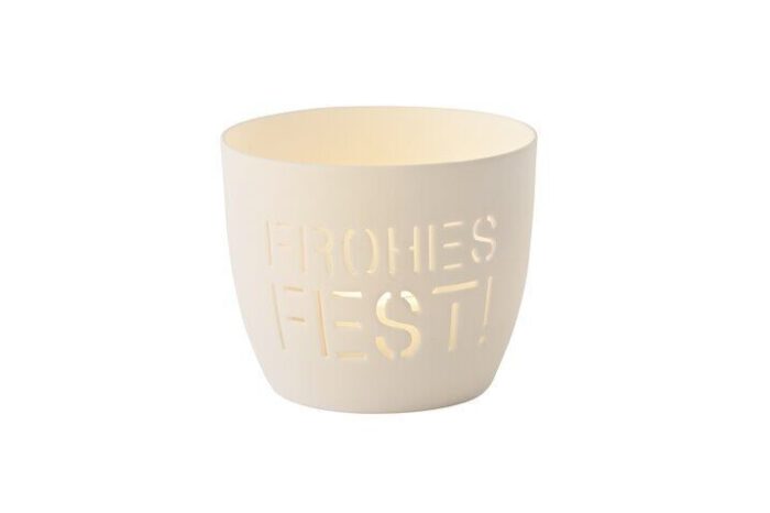 Agra Windlicht Porzellan weiß Frohes Fest – Produktansicht