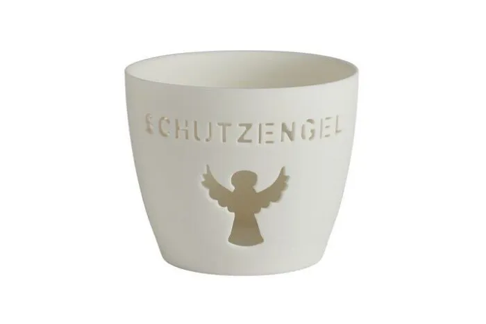 Agra Windlicht Porzellan weiß Schutzengel – Produktansicht