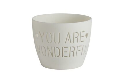 Agra Windlicht Porzellan weiß You are wonderful – Produktansicht
