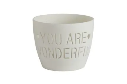 Agra Windlicht Porzellan weiß You are wonderful – Produktansicht