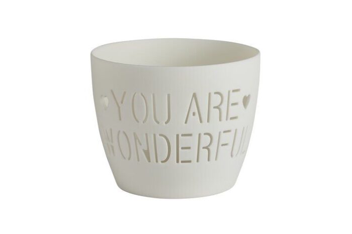 Agra Windlicht Porzellan weiß You are wonderful – Produktansicht