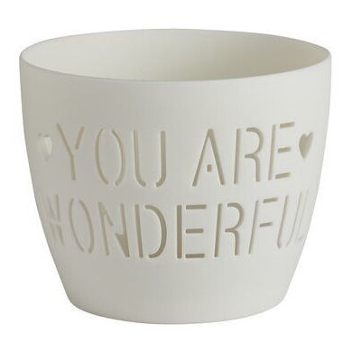 Agra Windlicht Porzellan weiß You are wonderful – Hauptansicht