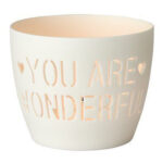 Agra Windlicht Porzellan weiß You are wonderful – Produktansicht