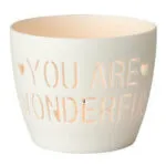 Agra Windlicht Porzellan weiß You are wonderful – Produktansicht