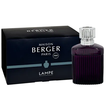 Maison Berger Paris Verpackung mit violetter Lampe und silberfarbenem Aufsatz