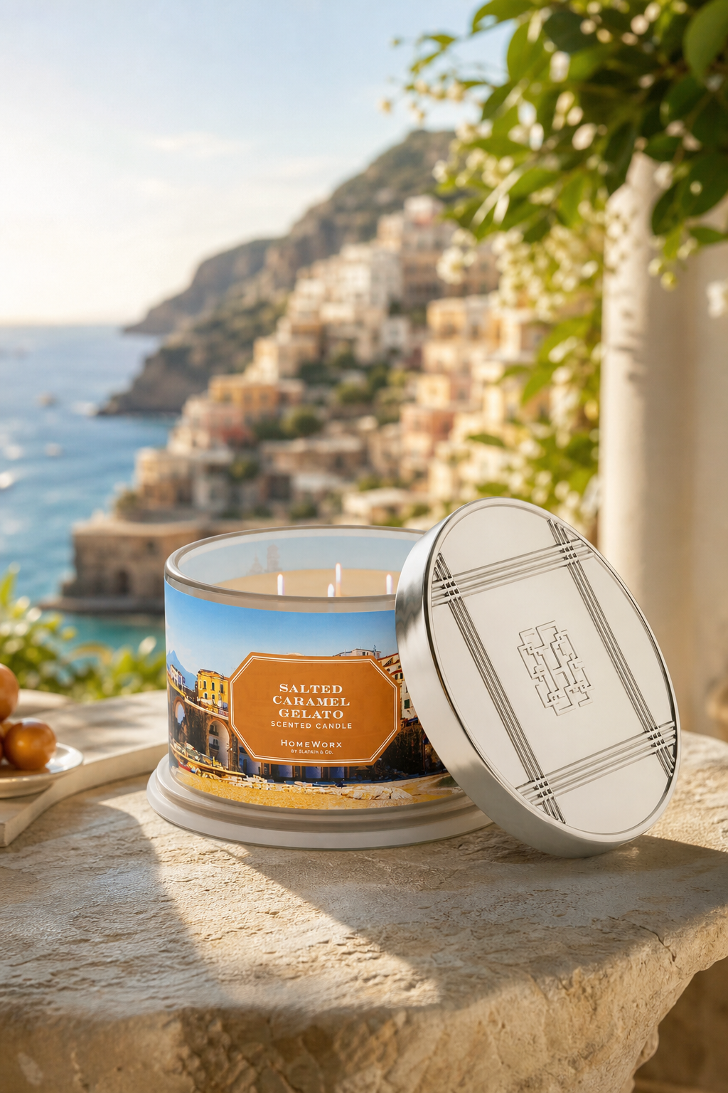 Amalfi Salted Caramel Gelato 510g (4-Docht) in einer stimmungsvollen Anwendungsszene