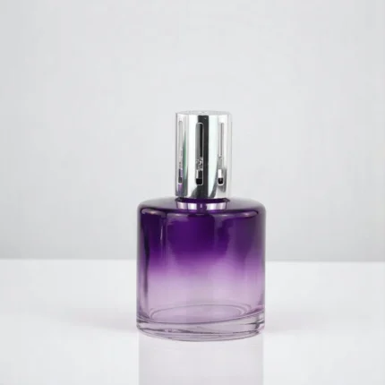 Lila Glasgefäß mit verchromtem Aufsatz der Duftlampe Amethyst L